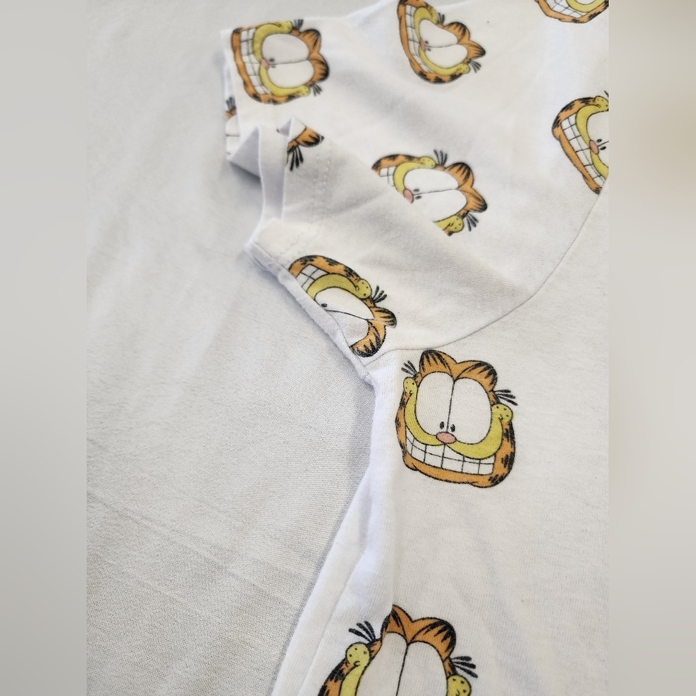 Garfield Men's White T-Shirt with Cartoon Printed Head Graphic Design, sz MD - Picture 12 of 13
